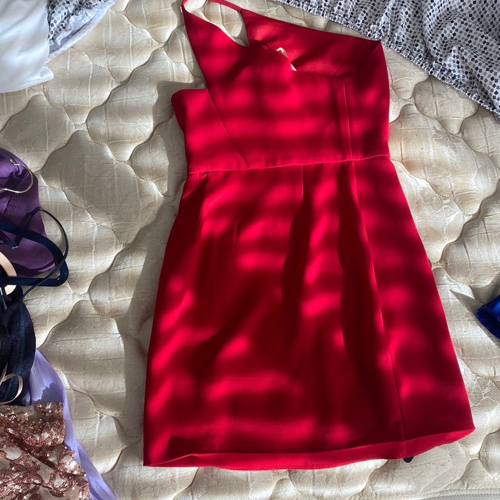 One shoulder BCBG shirt red dress